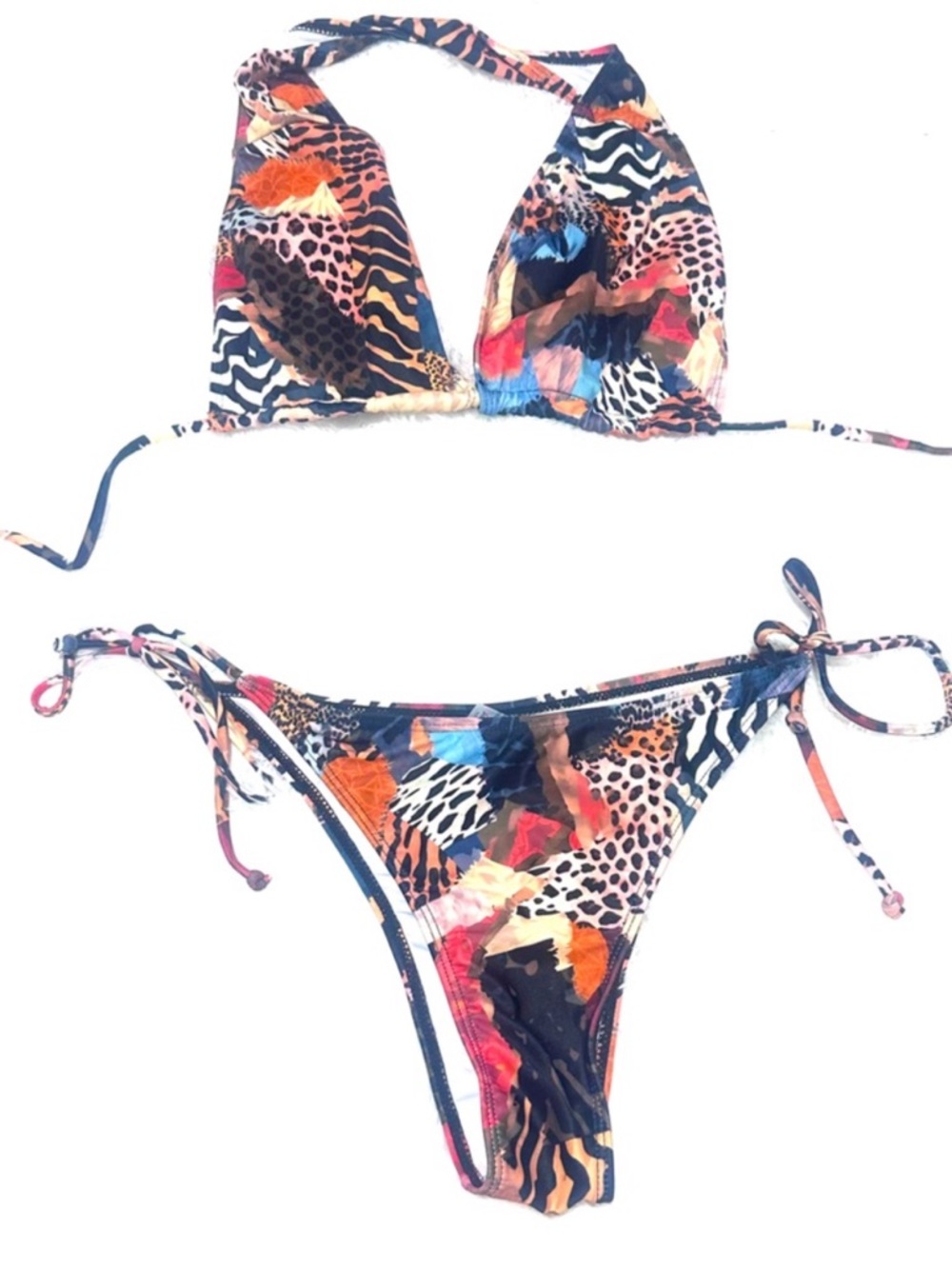 Women’s Multicolor Animal-Print Tie Bikini Set